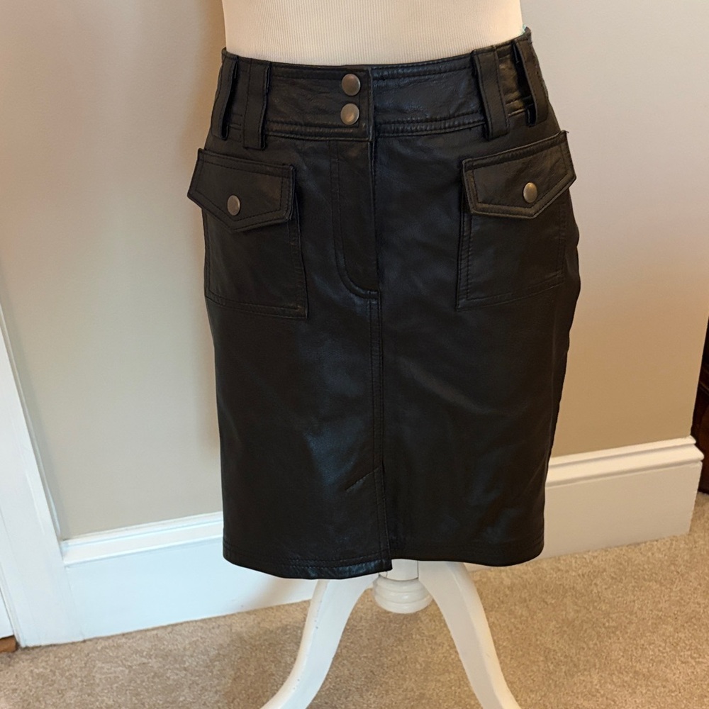 INC International Concepts Leather Pocket Pencil Skirt